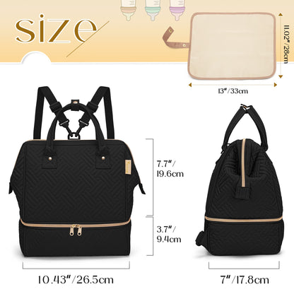 Fasrom black chevron quilted backpack with included foldable waterproof mat laid out
