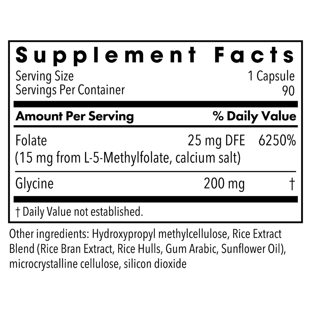 MethylPro active folate 30 capsules supplement label facts side