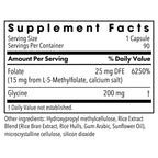 MethylPro active folate 30 capsules supplement label facts side