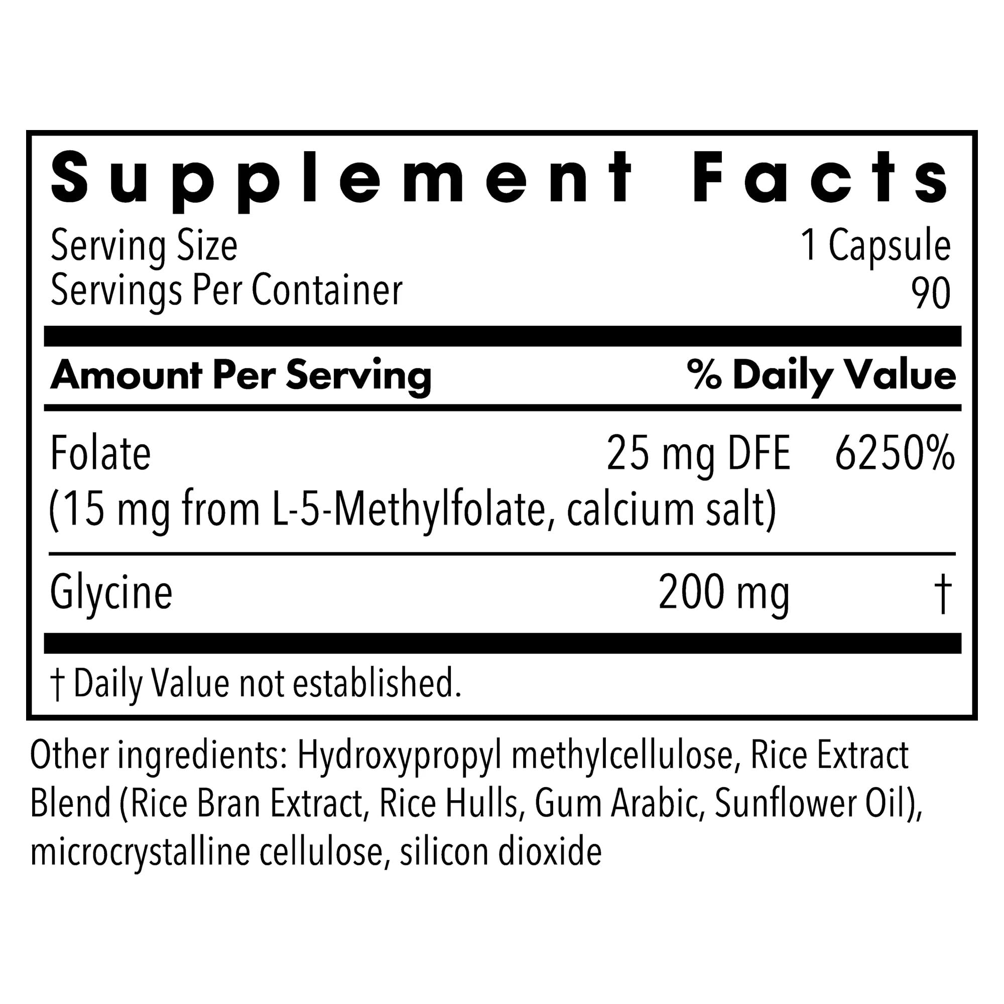 MethylPro active folate 30 capsules supplement label facts side