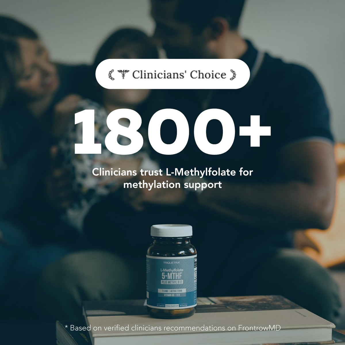 Full packaging presentation of Triquetra active folate showing the 60-day supply capsule count.