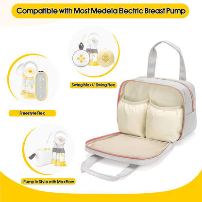 Damero breast pump carrying bag open showing insulated compartment