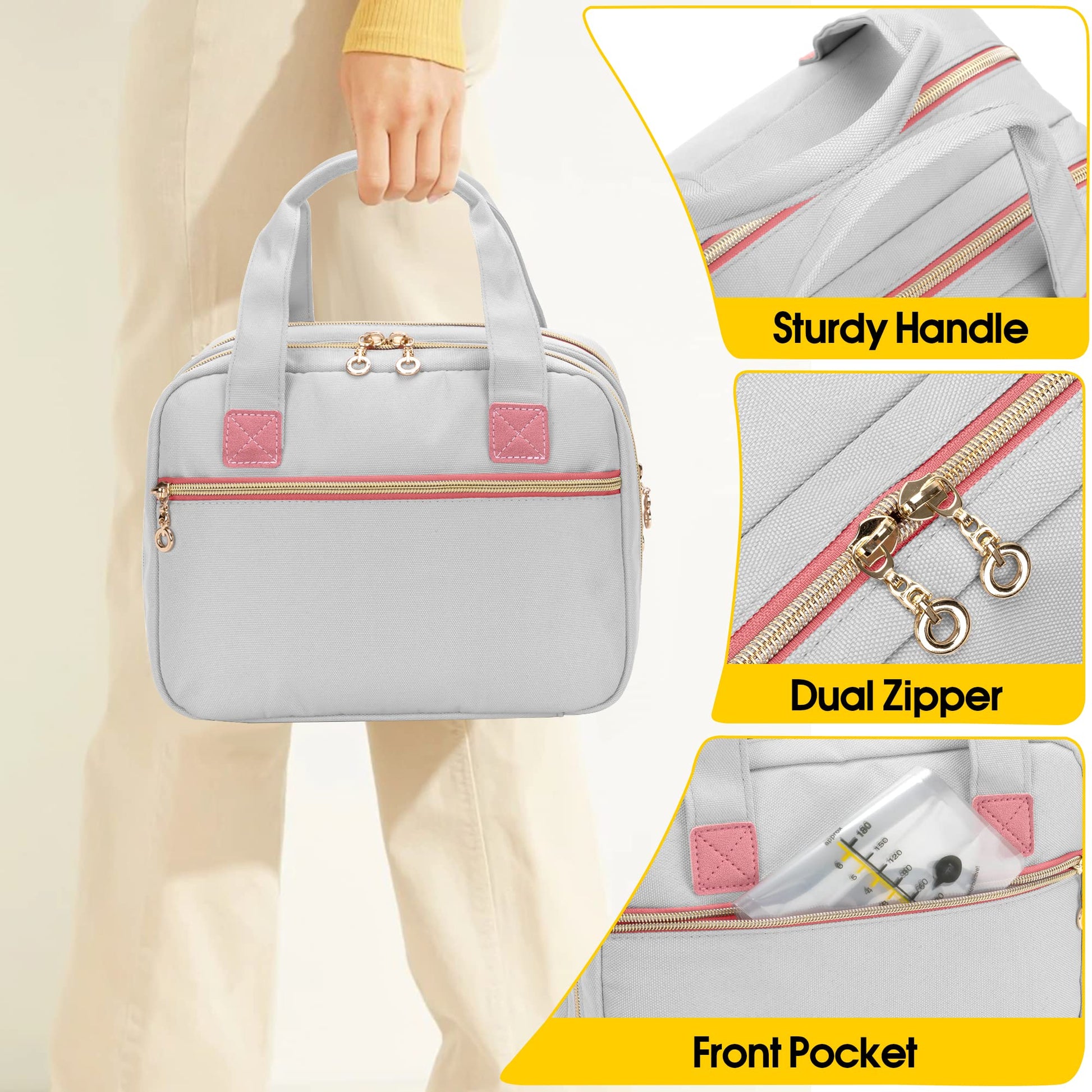 Damero insulated milk bottle storage bag close up of aluminum lining