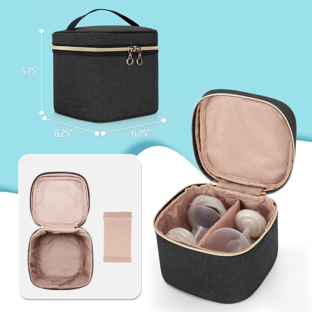 LUXJA pumping tote open main compartment displaying the padded laptop sleeve