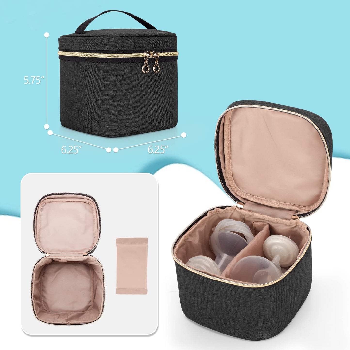 LUXJA pumping tote open main compartment displaying the padded laptop sleeve