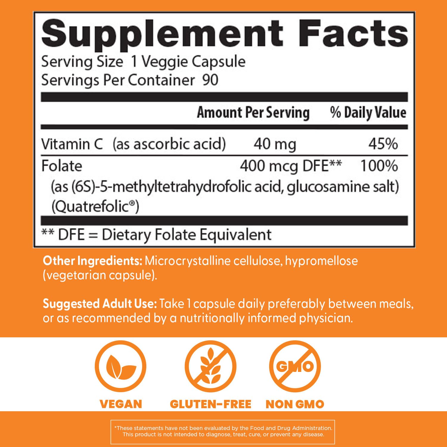 Side label view of Doctor's Best methylfolate dietary supplement highlighting 5-MTHF ingredients