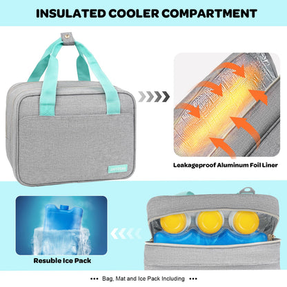 EdirFtra insulated breast milk cooler bag lower section featuring leak proof lining and ice pack