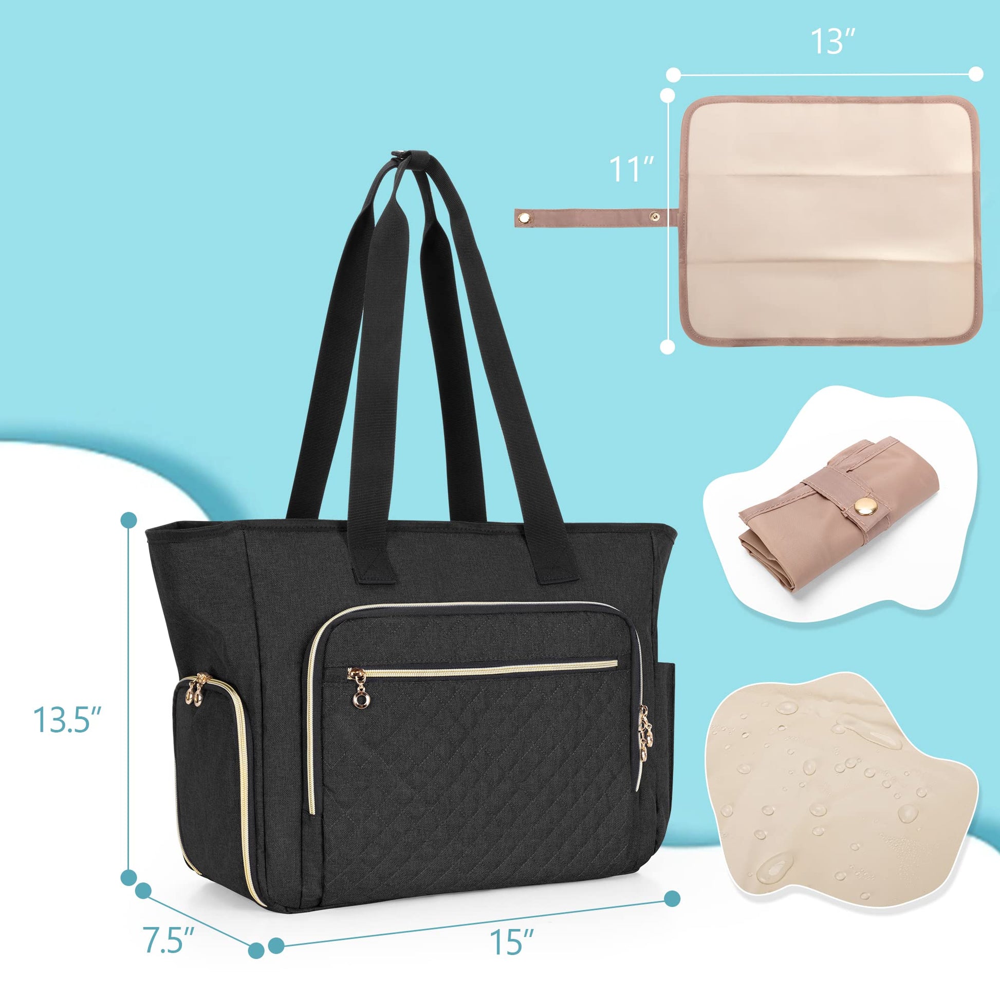LUXJA travel pumping bag back view highlighting the vertical luggage handle strap