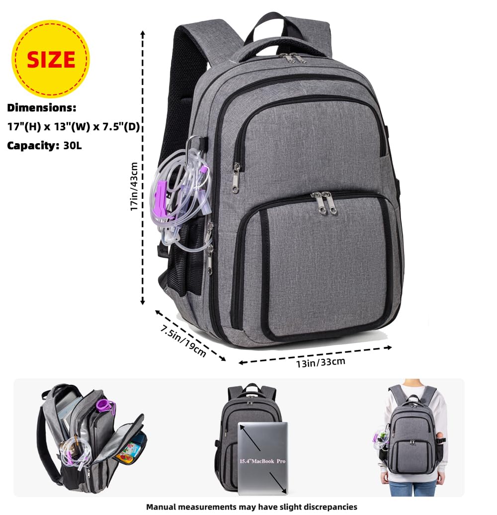 Meesyn enteral pump bag main compartment interior showing aluminum foil thermal lining.