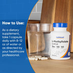 Close up of Nutricost L-Methylfolate 15mg vegan capsules for methylation support