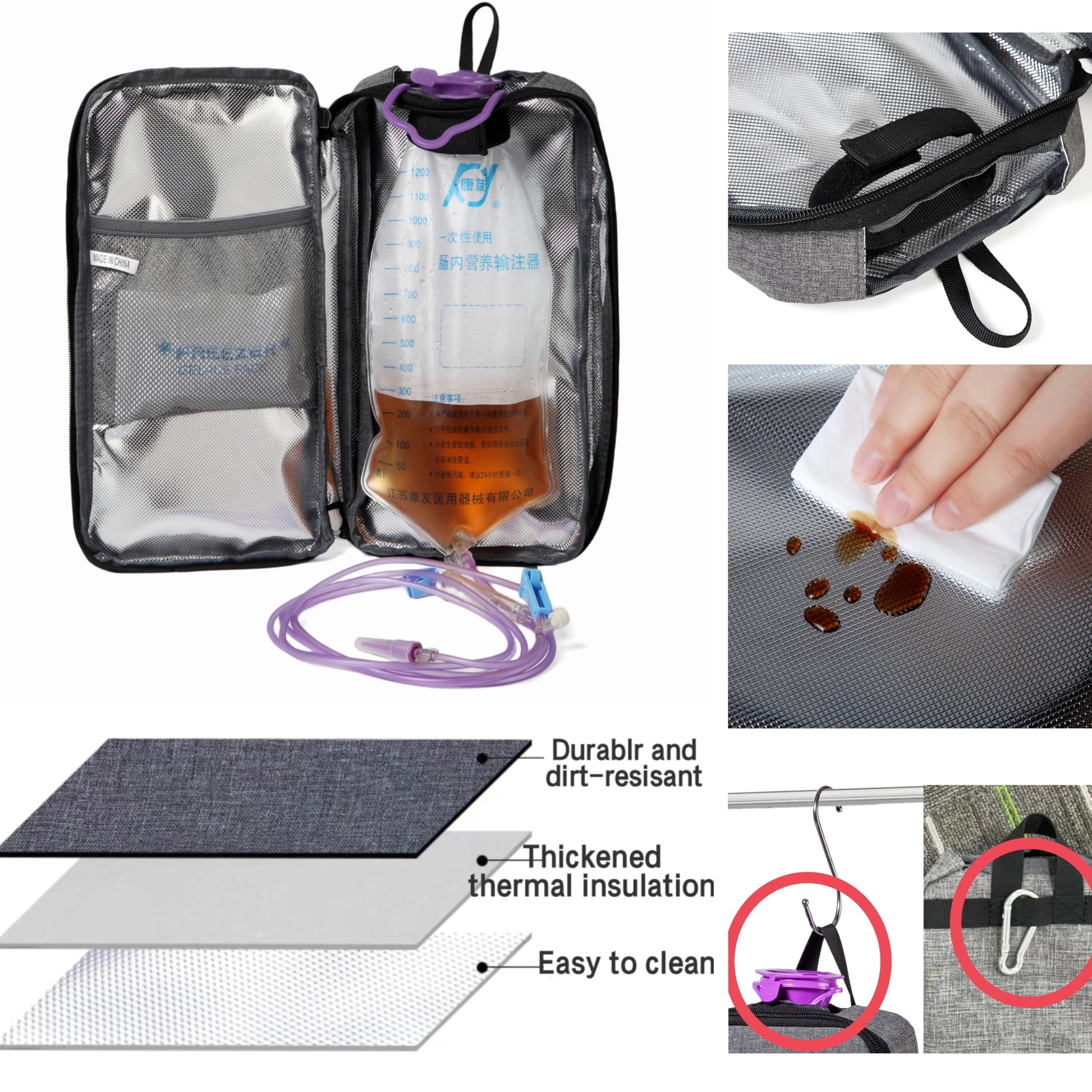 Meesyn portable nutrition pouch designed for holding 1200 Milliliters formula bags securely.