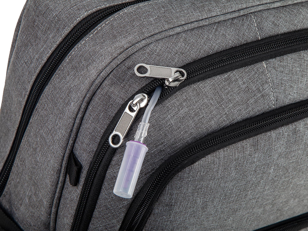 Meesyn water-resistant medical backpack displaying side profiles and compact storage design.