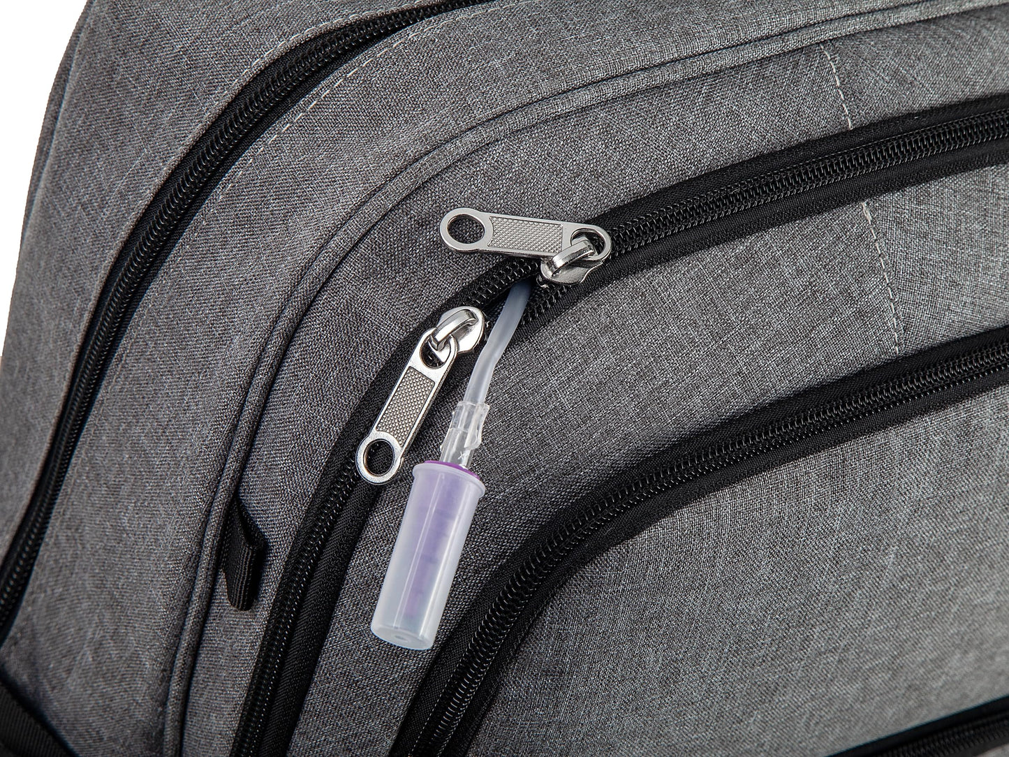 Meesyn water-resistant medical backpack displaying side profiles and compact storage design.