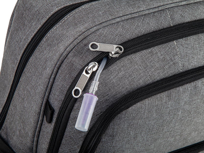 Meesyn water-resistant medical backpack displaying side profiles and compact storage design.