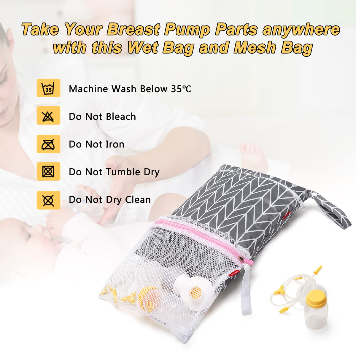 Damero breastfeeding accessories storage pouch with zipper details