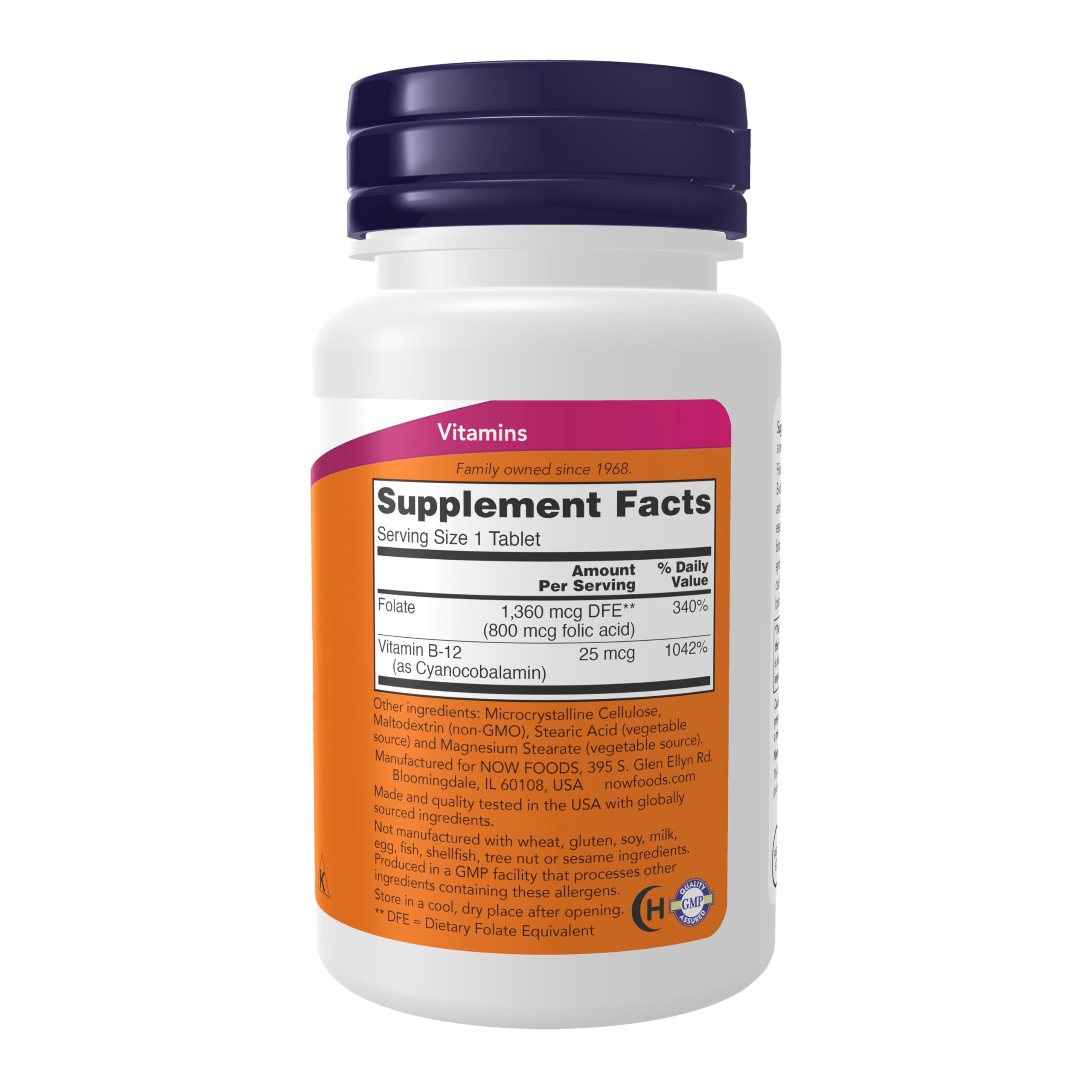 NOW Foods B complex daily dietary supplement packaging details