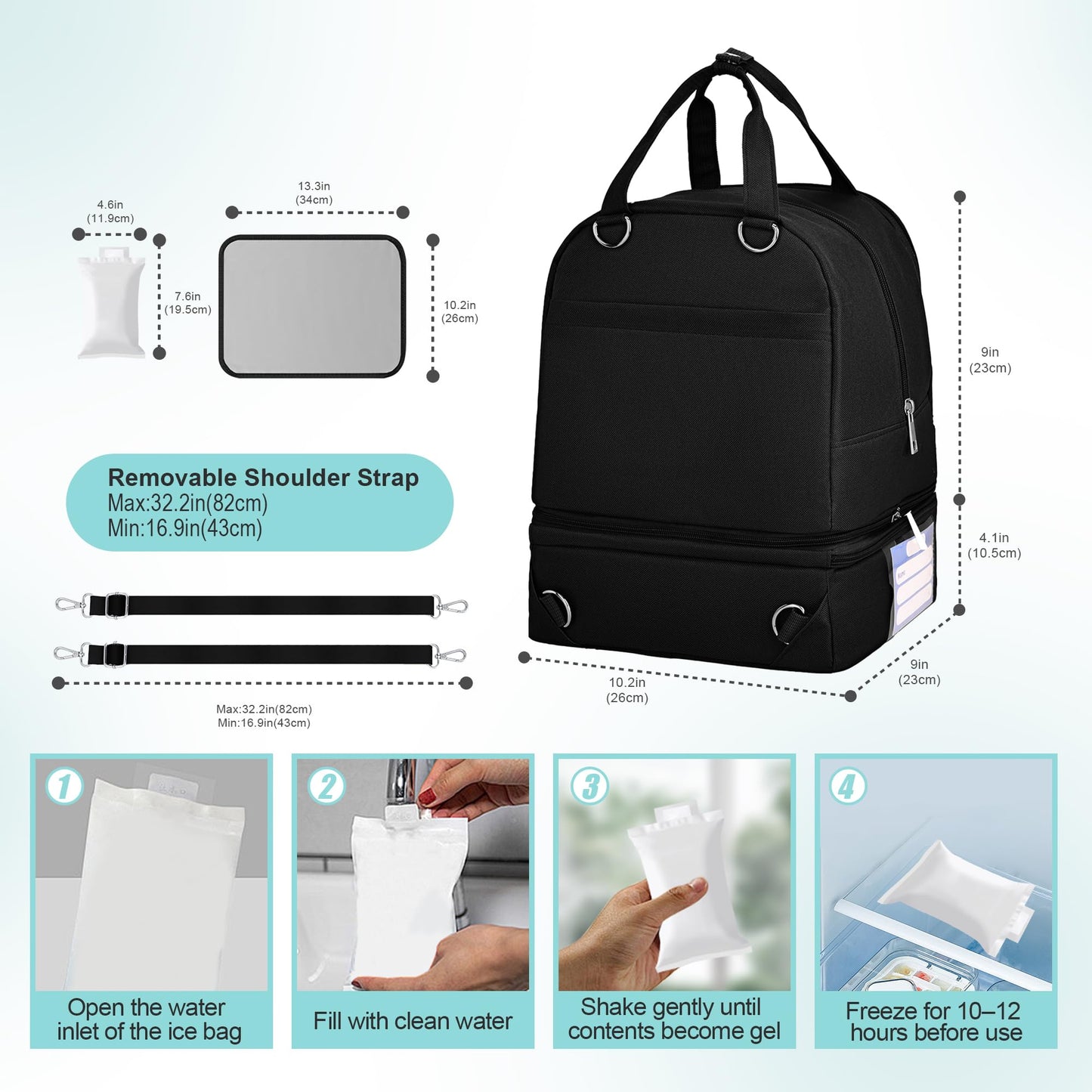 Wurzfolk water resistant nylon breast pump bag showing close up of durable zippers