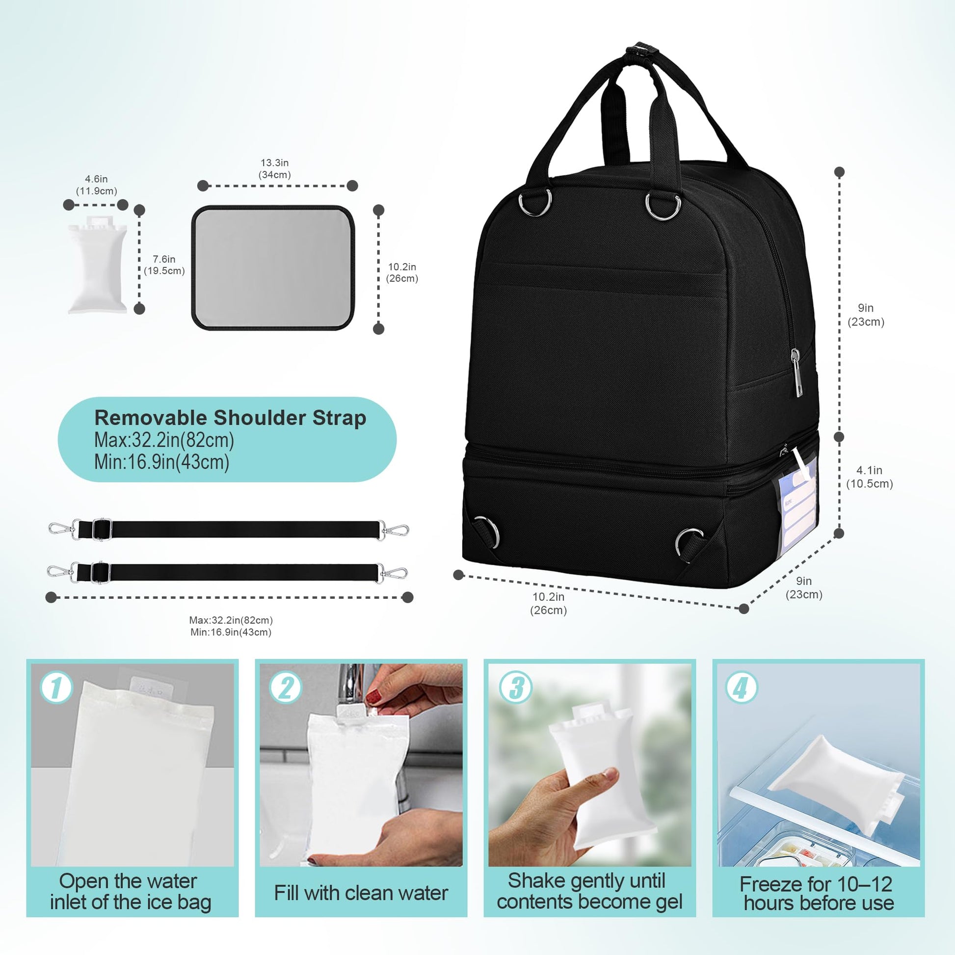 Wurzfolk water resistant nylon breast pump bag showing close up of durable zippers