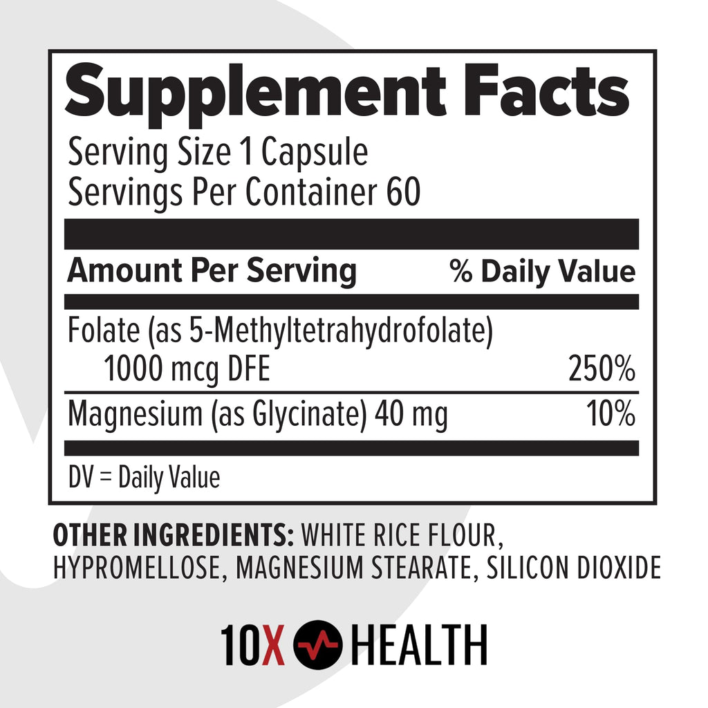 10X Health System MTHFR gene support formula packaging angle