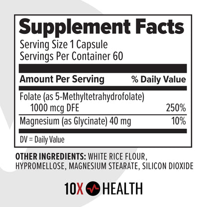 10X Health System MTHFR gene support formula packaging angle