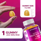 Vitamatic vegan orange gummies texture and shape close up view