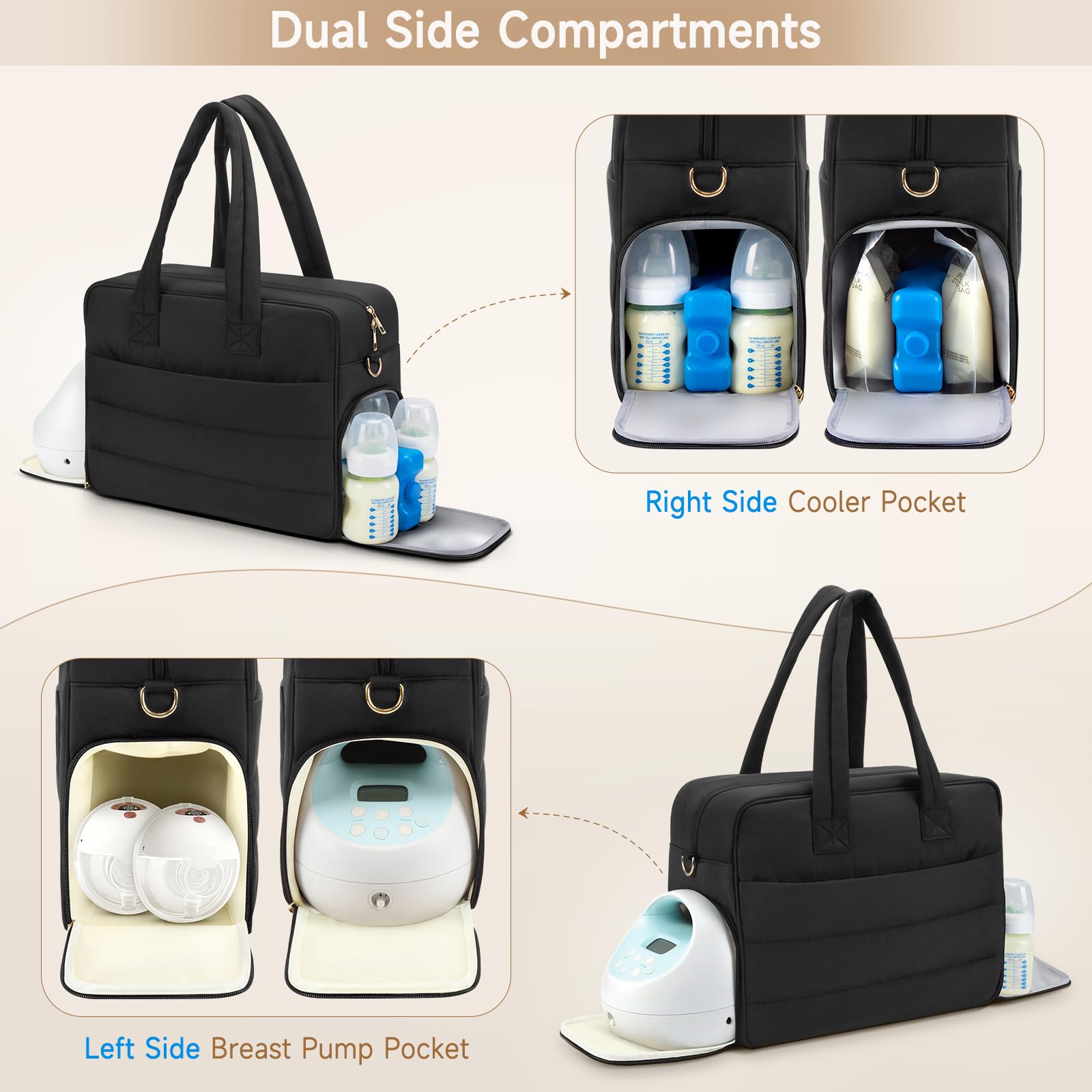 Bananafish maternity tote bag with 15.6 inch laptop sliding into the padded sleeve.