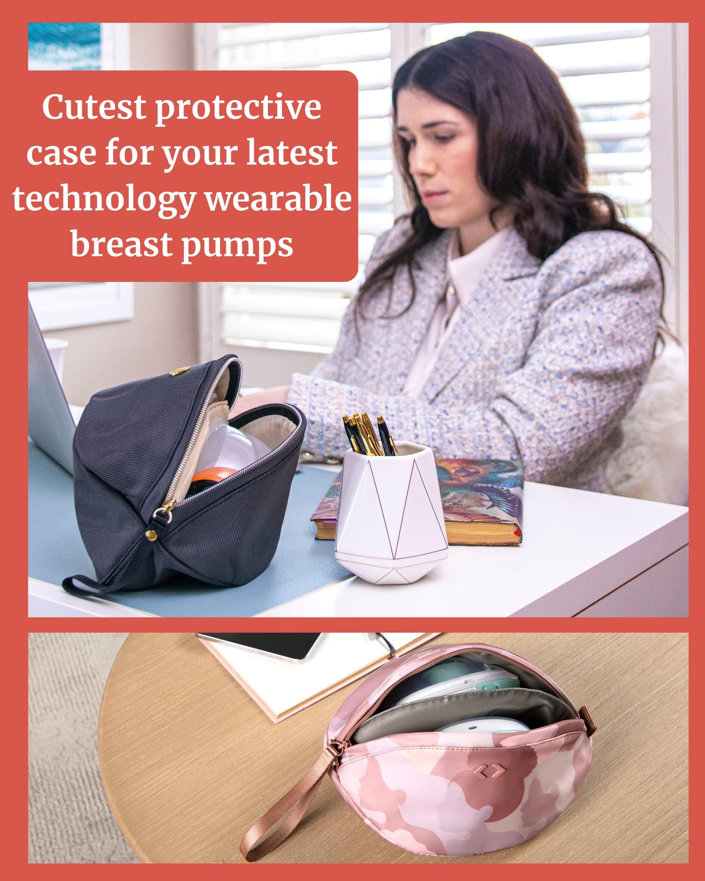 Idaho Jones wireless pump pouch opened showing internal padding and secure dividers for hardware