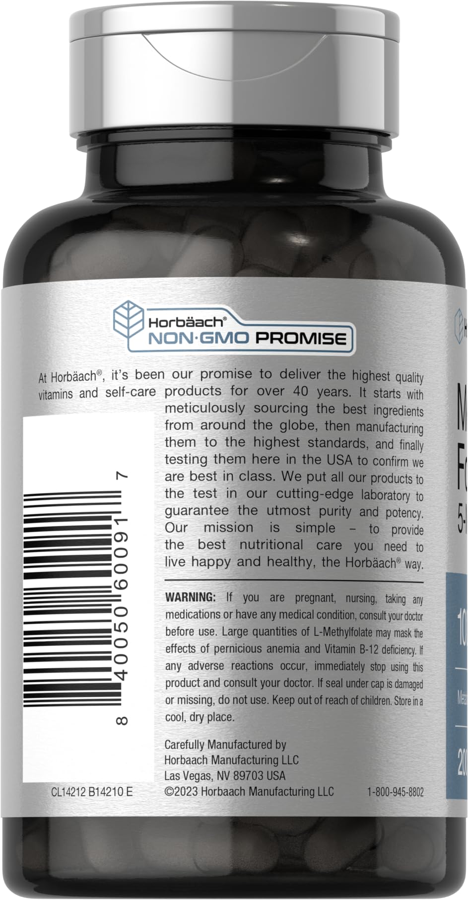 Horbaach active Vitamin B9 1000 micrograms dietary supplement for prenatal health