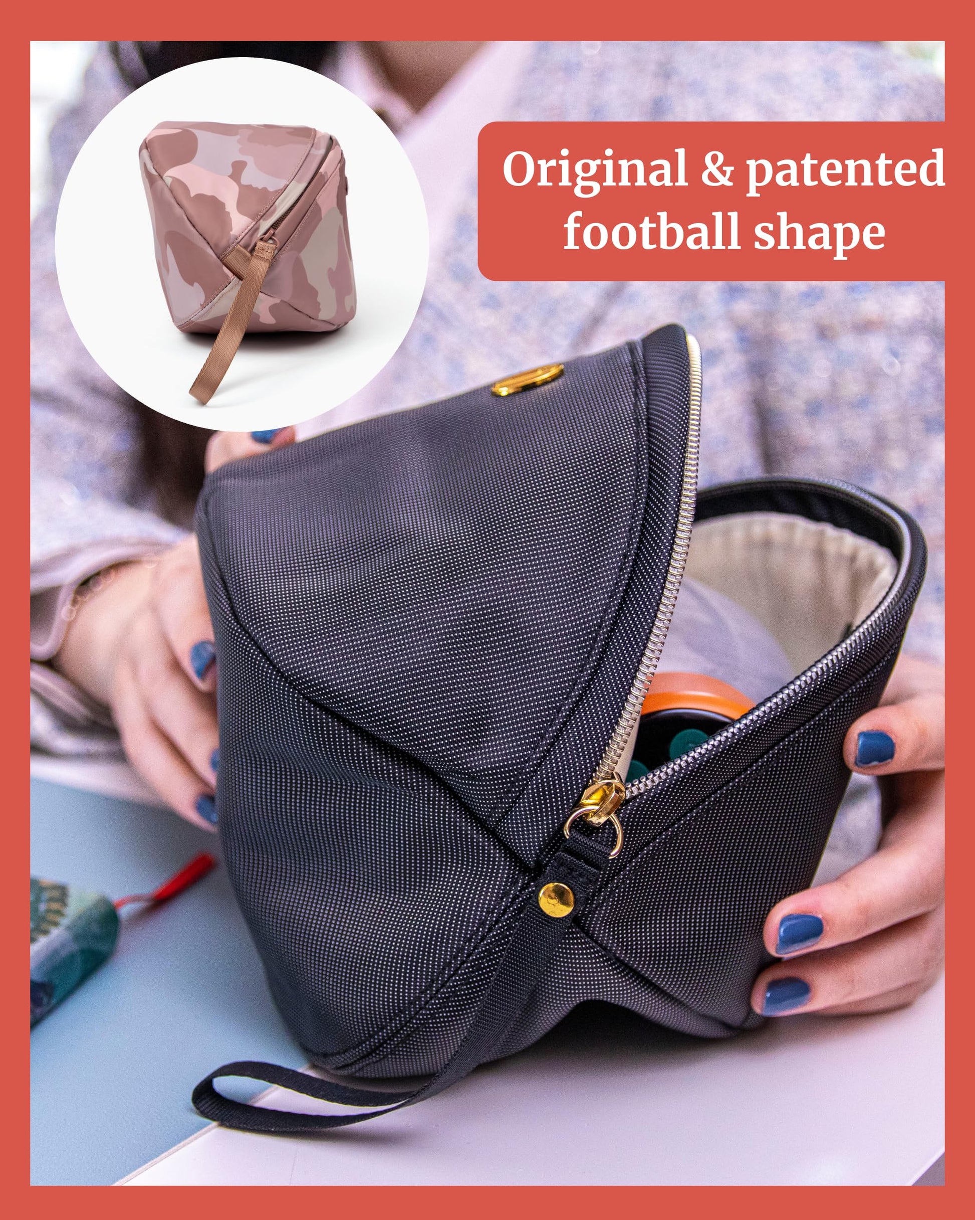 Idaho Jones small pump bag being placed inside a large women's commuter work tote