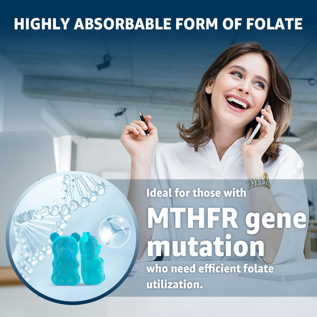 Nextdia MTHFR gene support formula with methylcobalamin B12 for cognitive clarity