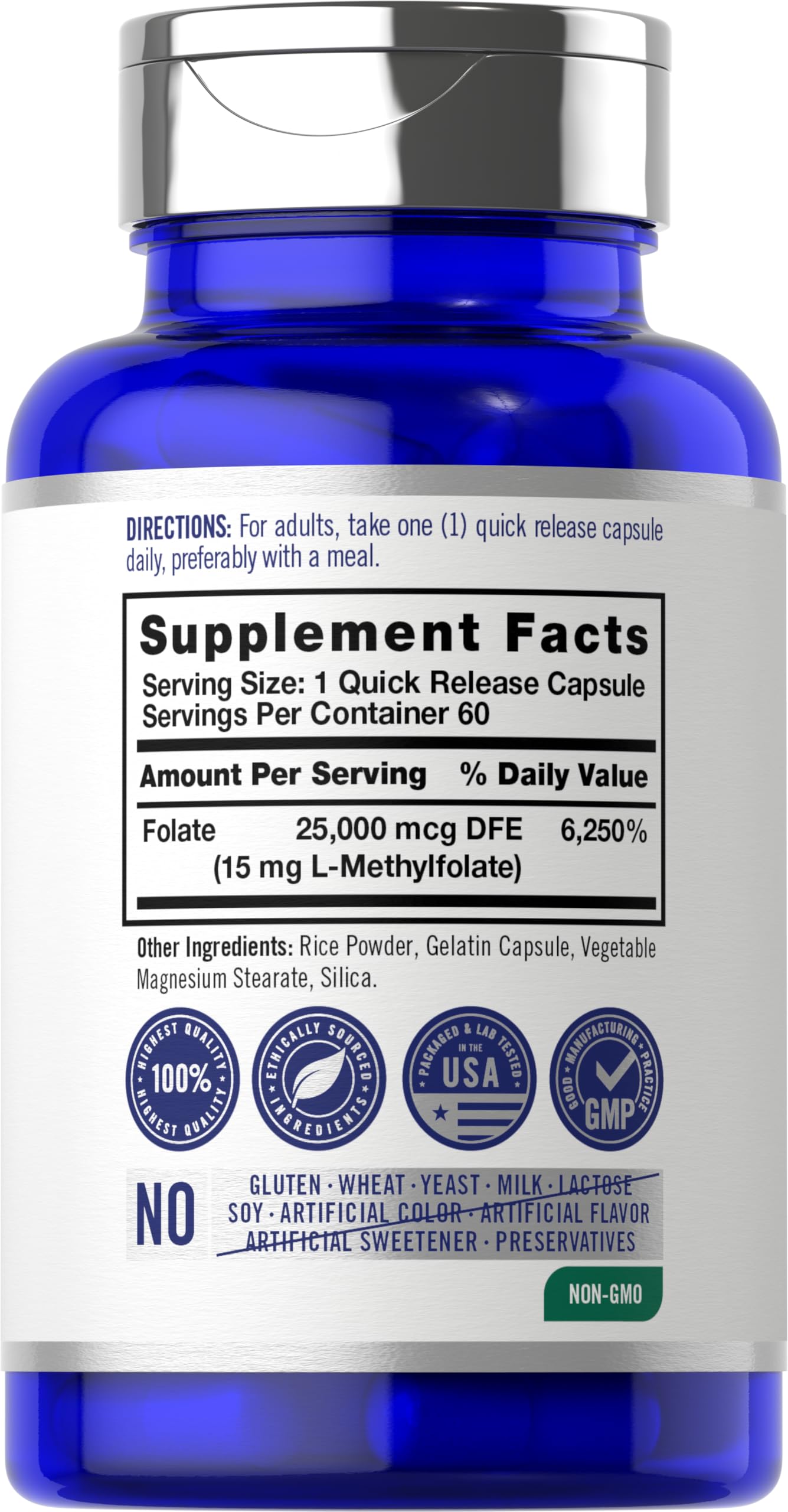 Carlyle Opti-Folate 5-MTHF 60 capsules supplement facts and ingredient list details