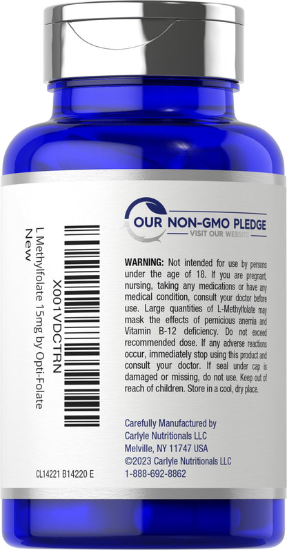 Carlyle maximum potency L-Methylfolate B vitamin capsules for nervous system health