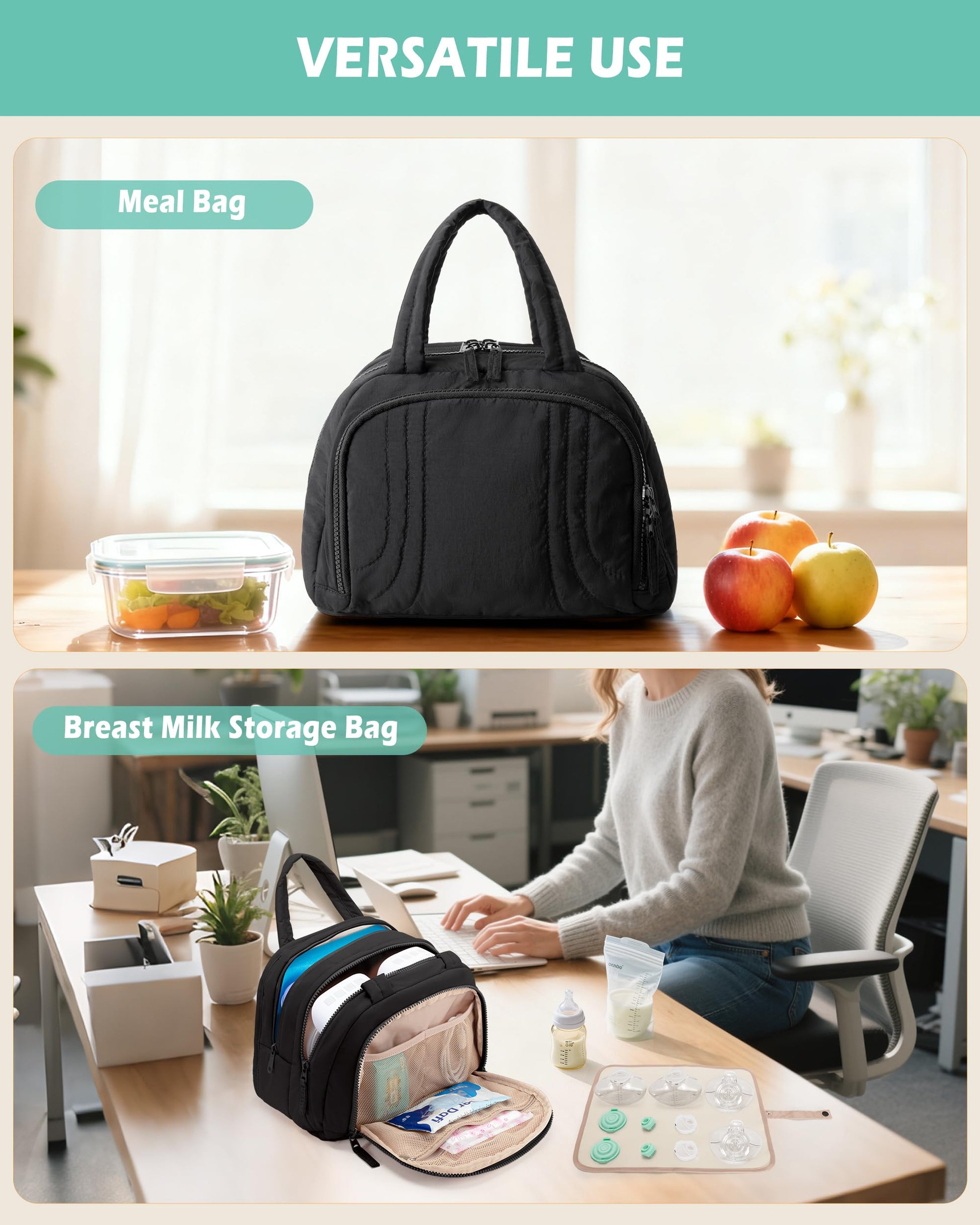 Jaffzora maternal storage utility bag packed with baby bottles and lifestyle accessories.