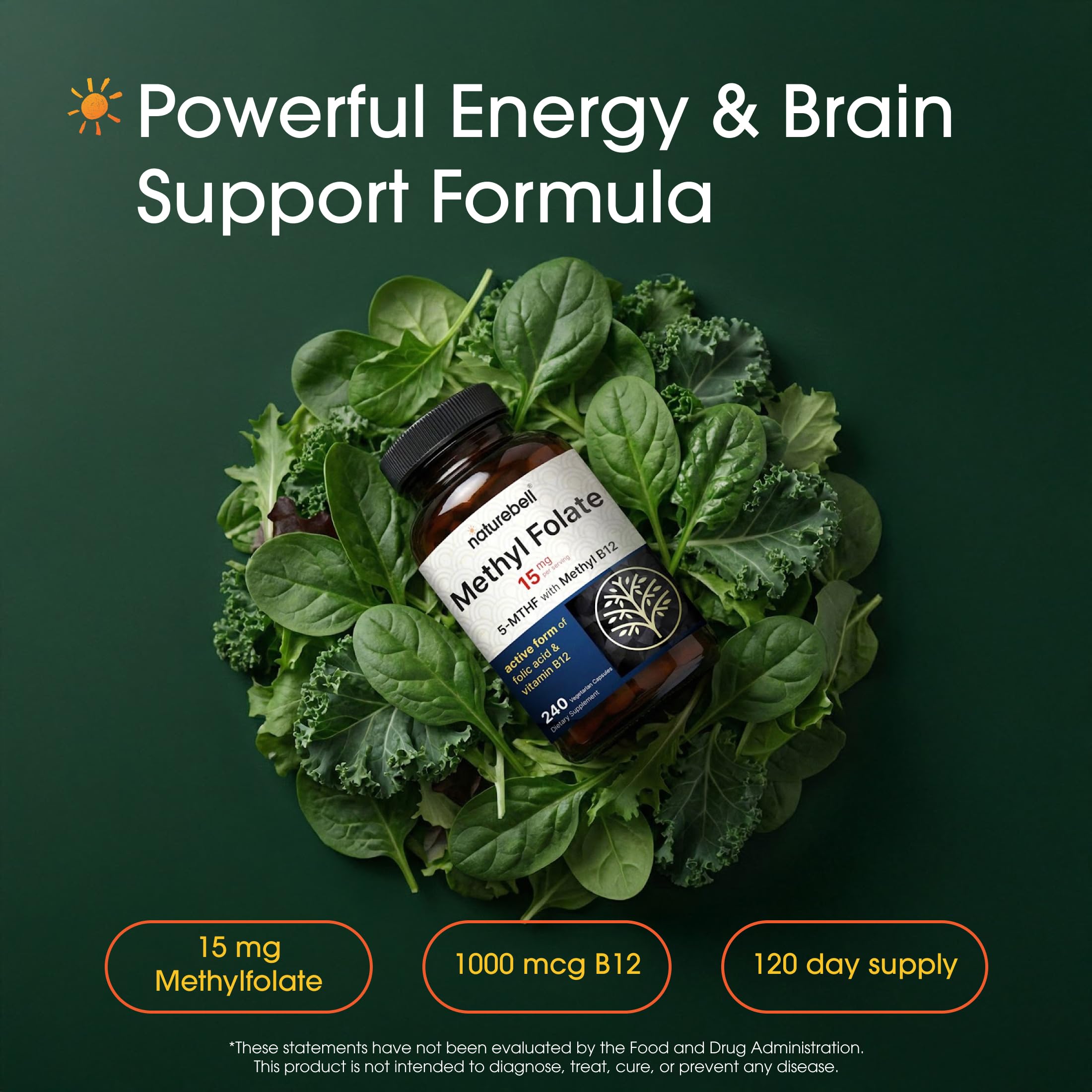 NatureBell L-Methylfolate 5-MTHF supplement label showing supplement facts and active ingredients list