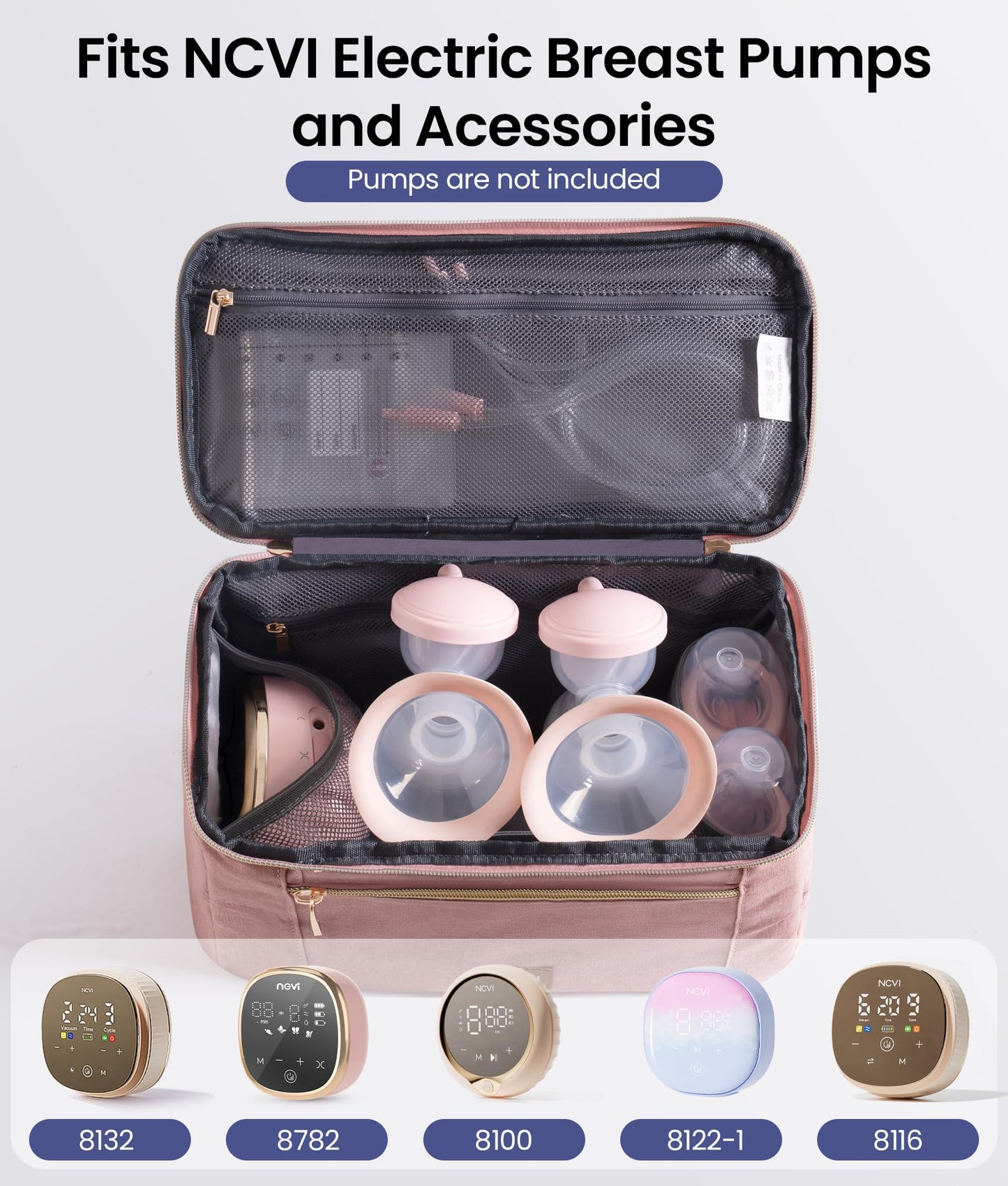 NCVI breast pump carrying case showcasing the large capacity interior compartments.