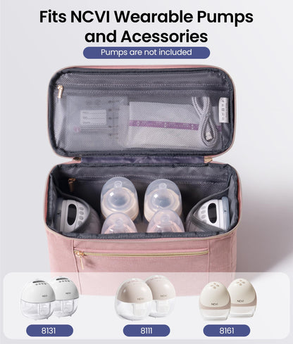 NCVI portable pump travel bag with durable top handle close up.