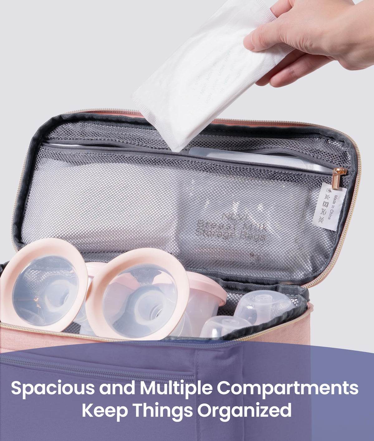 NCVI nursing bag showcasing the waterproof inner lining protection.