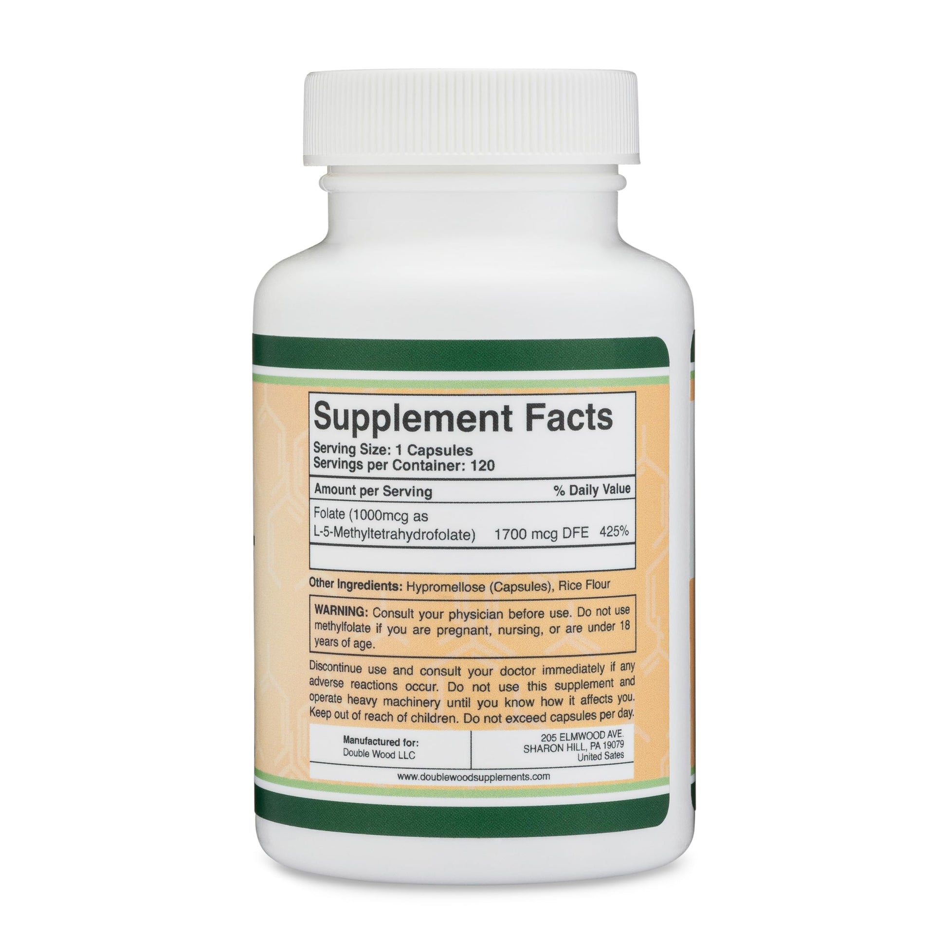 Vegan safe and non-GMO dietary supplement capsules by Double Wood for cellular health.