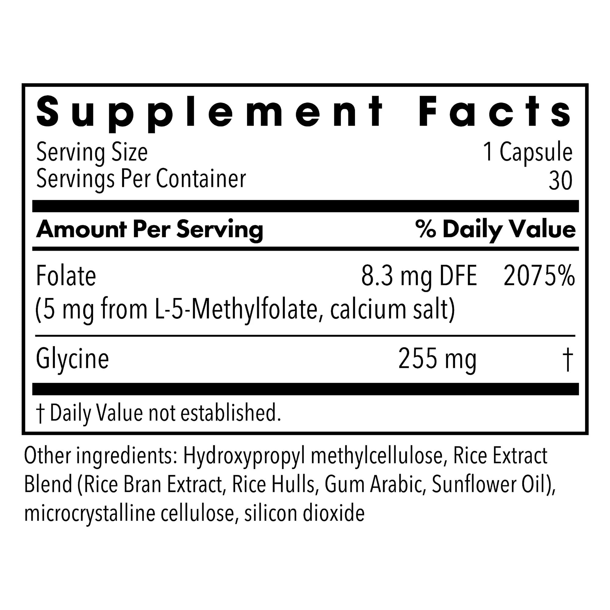 MethylPro active 5-MTHF professional strength dietary supplement packaging detailing ingredients list.