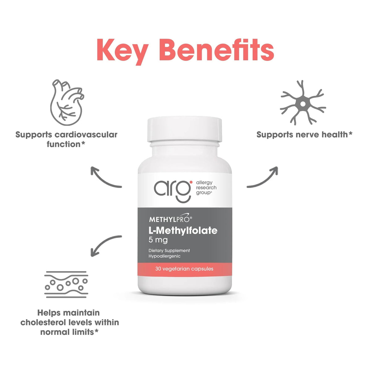 MethylPro 5 Milligrams L-Methylfolate dietary supplement nutrition facts and label details.