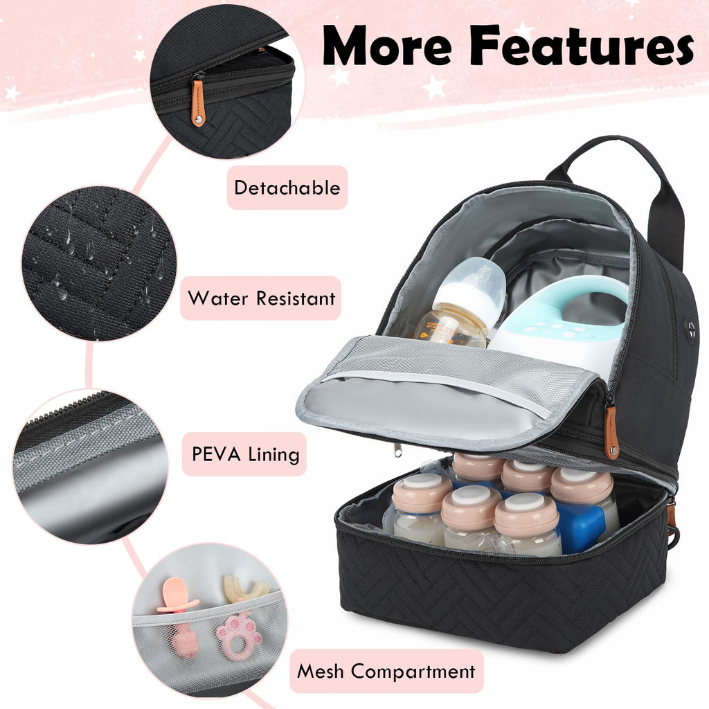 SLINRKE portable pump carrier detached lower insulated compartment for bottles