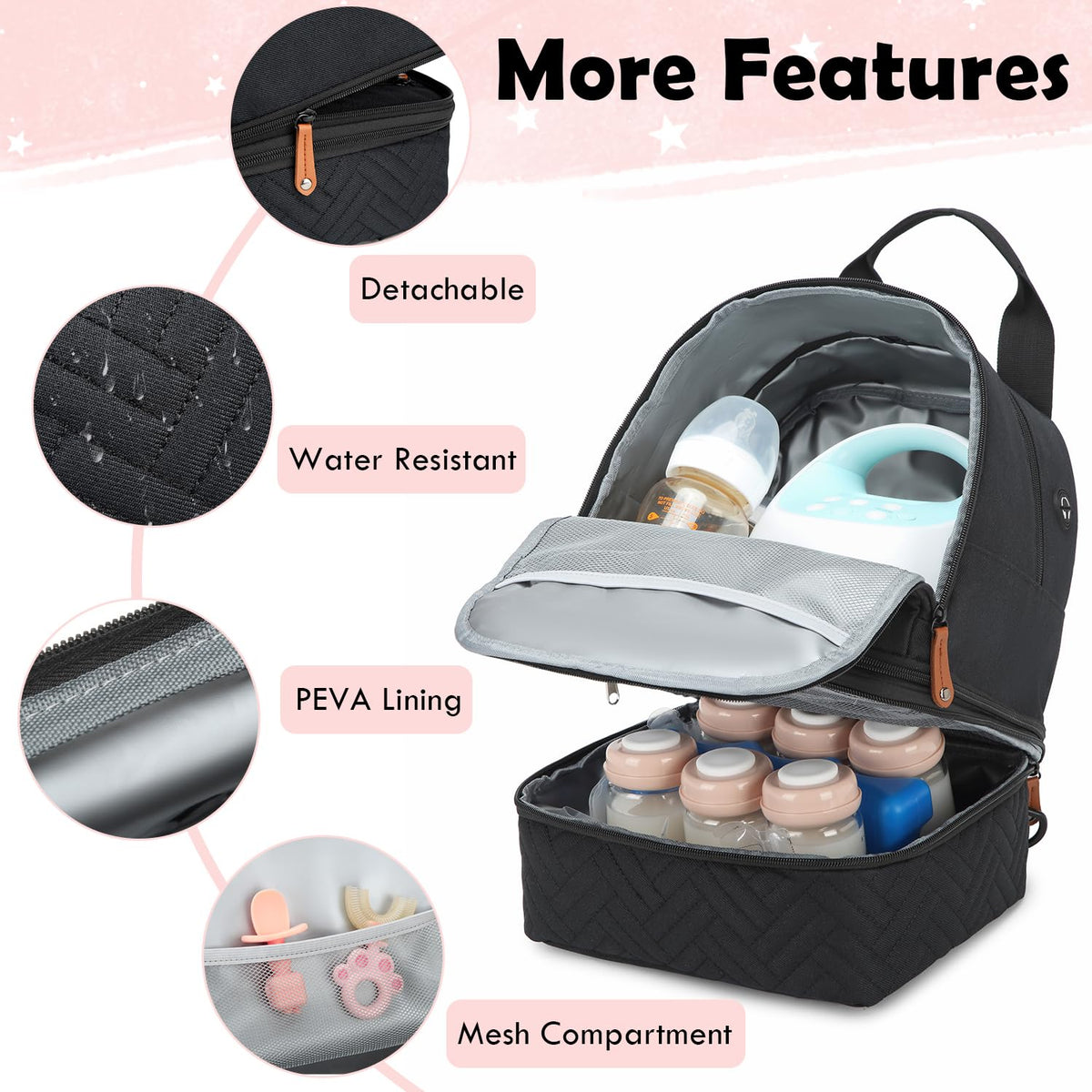 SLINRKE portable pump carrier detached lower insulated compartment for bottles