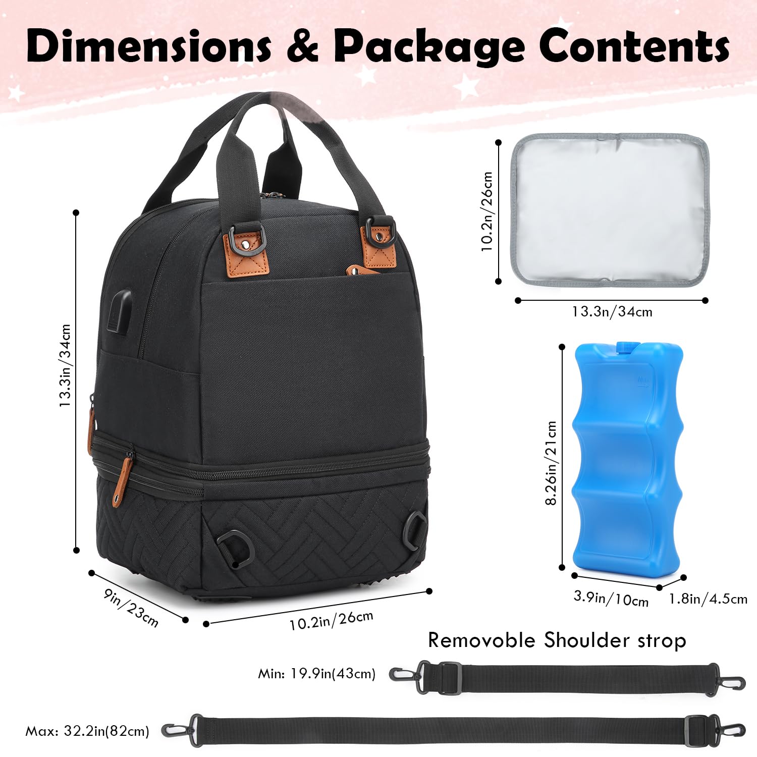 SLINRKE wide base breast pump storage bag side view with accessory pockets