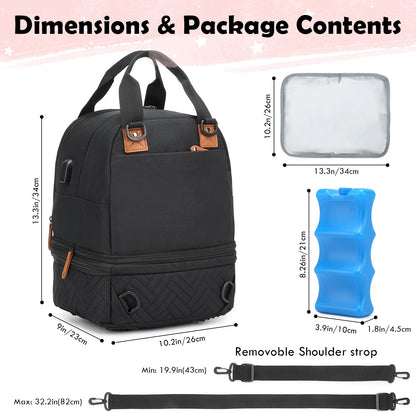 SLINRKE wide base breast pump storage bag side view with accessory pockets