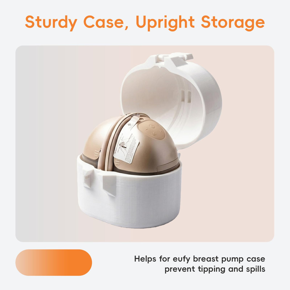 Close up view of the leak prevention design showing stable flat bottom base of the case.