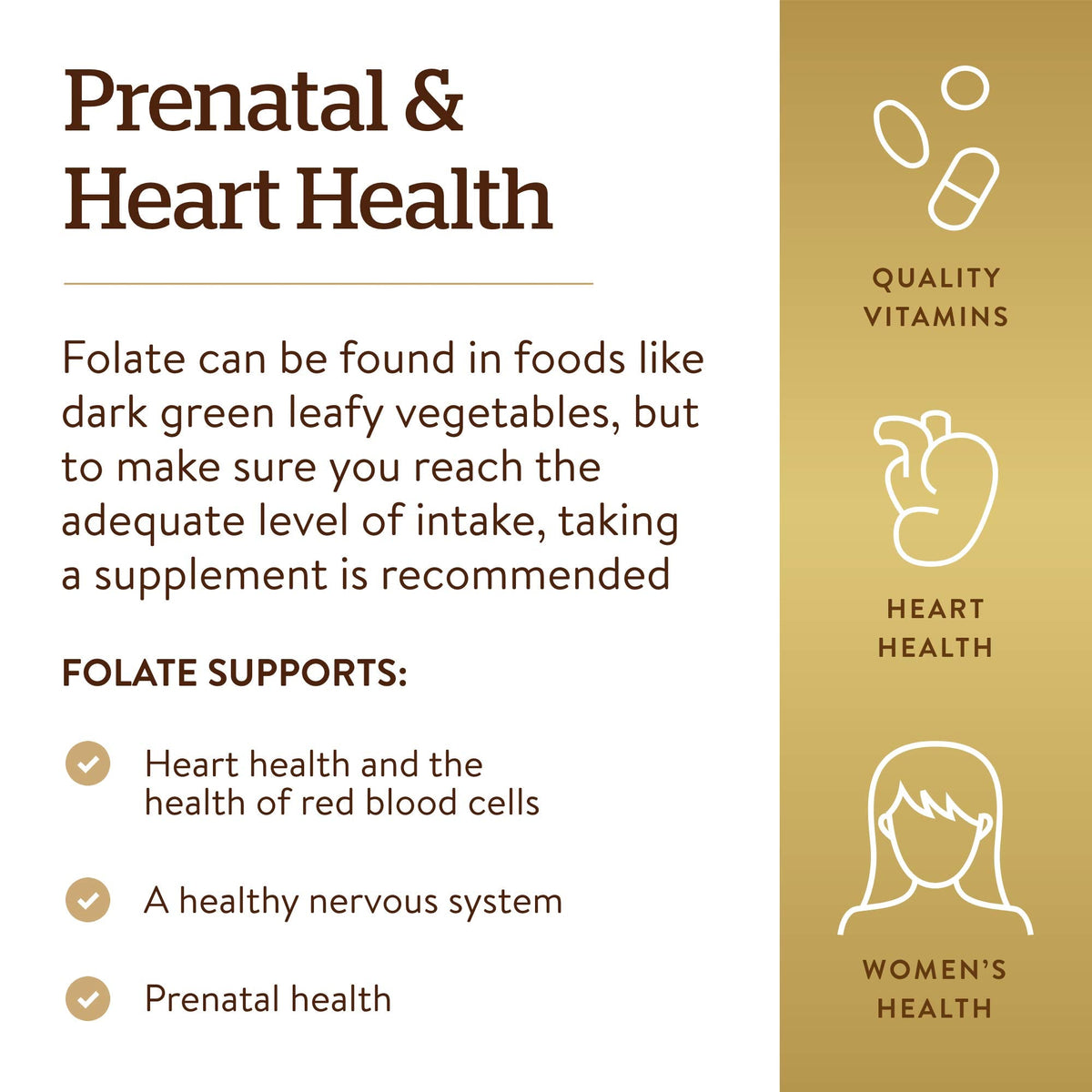 Solgar Folate dietary folate equivalent tablets displaying allergen free certifications.