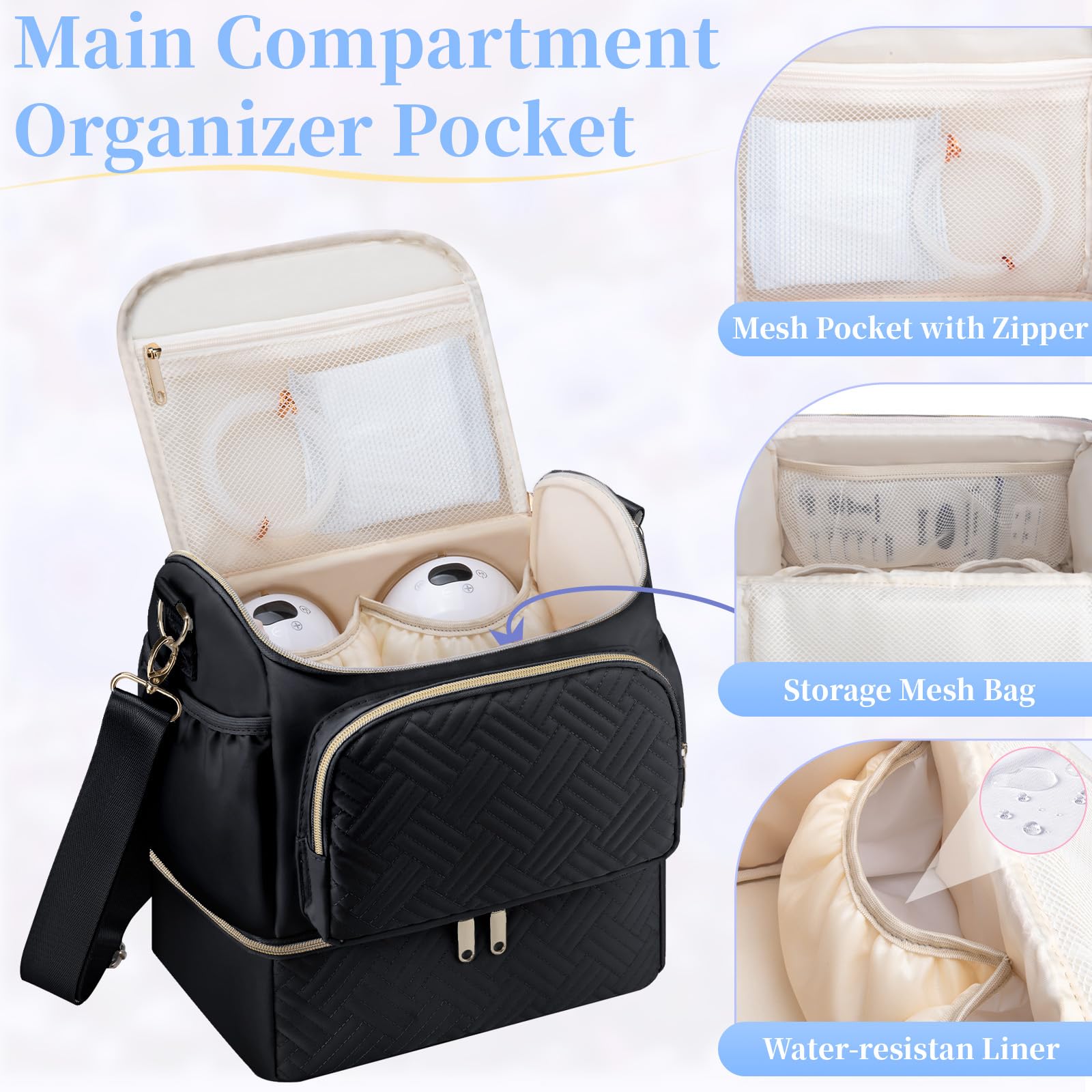 GDNasist double layer travel tote with open lower insulated cooler compartment
