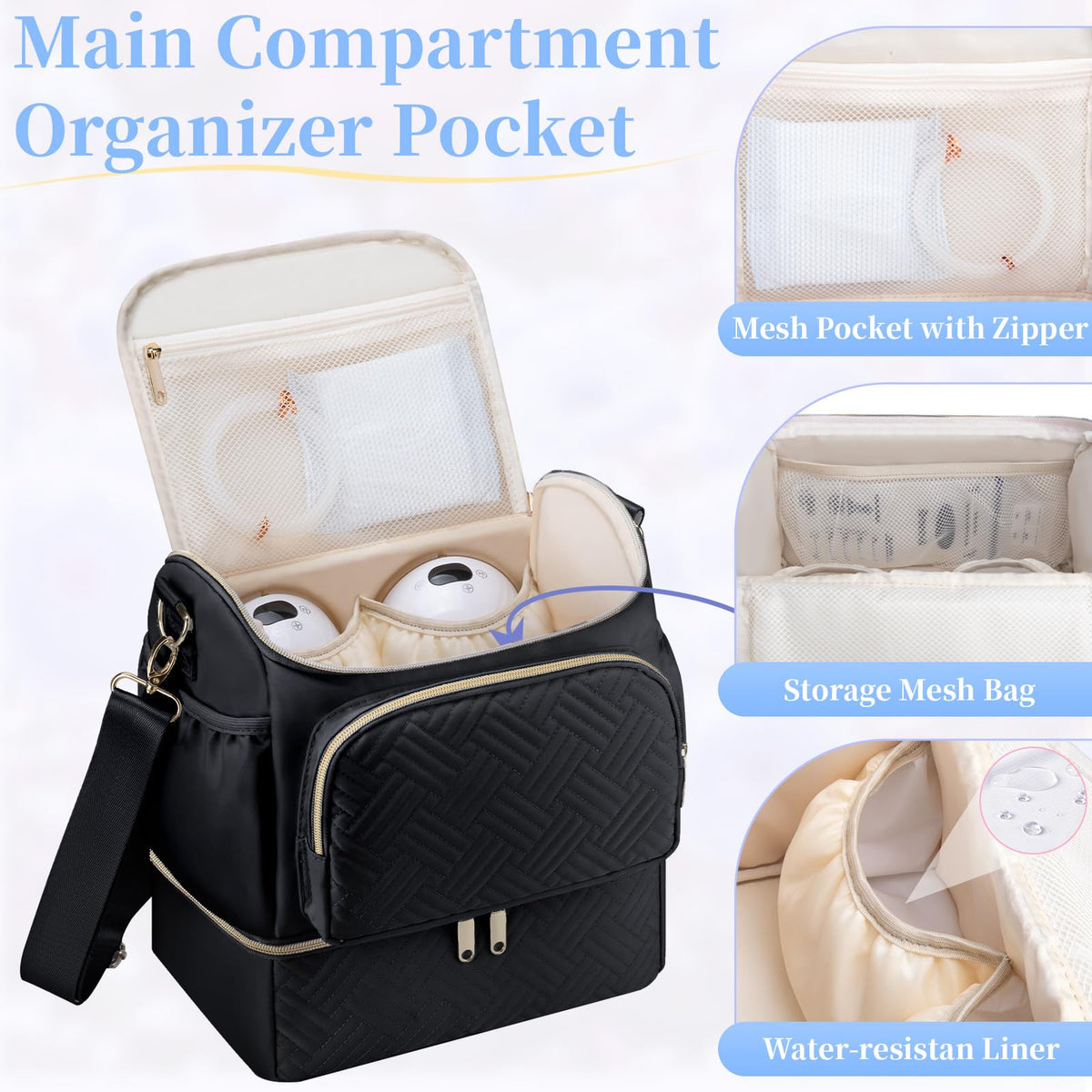 GDNasist double layer travel tote with open lower insulated cooler compartment
