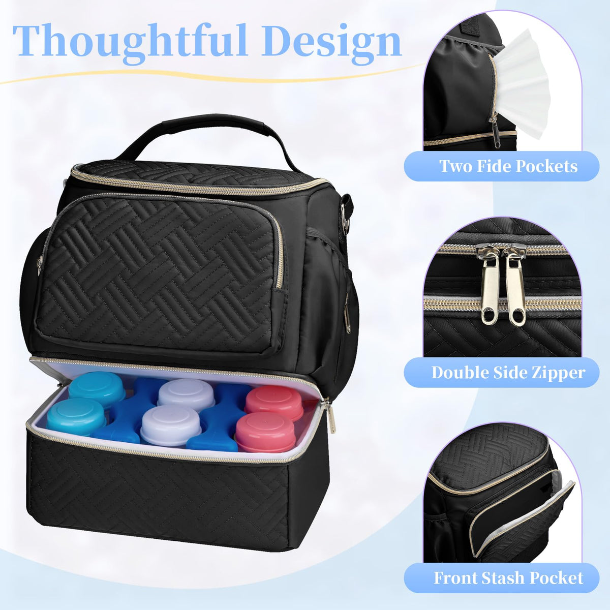 GDNasist insulated milk storage container carried as a hands-free crossbody purse