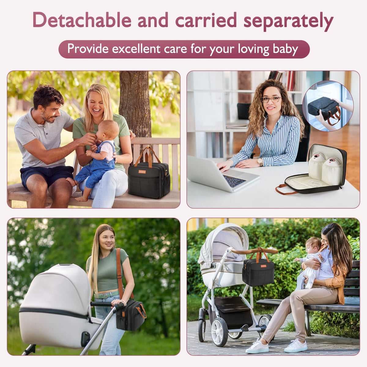 HavenMinds breast pump companion bag side view highlighting durable zippers and compact travel dimensions.